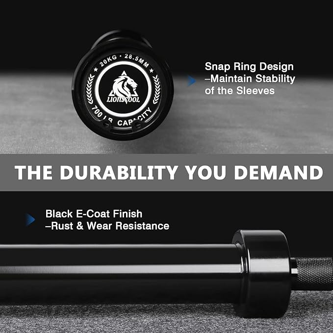 LIONSCOOL 7FT Olympic Barbell for Weightlifting, Power Lifting, 2 Inch Strength Training Bar for