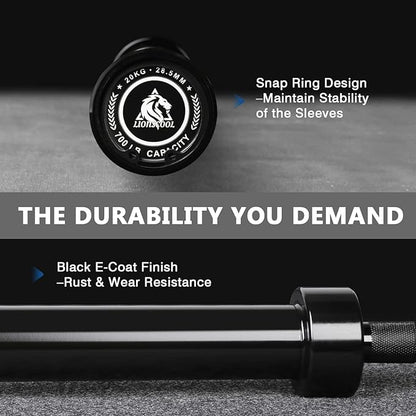 LIONSCOOL 7FT Olympic Barbell for Weightlifting, Power Lifting, 2 Inch Strength Training Bar for