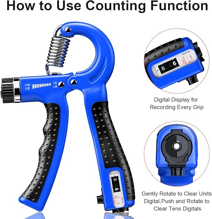 KDG Hand Grip Strengthener 2 Pack Adjustable Resistance 10-130 lbs Forearm Exerciser，Grip Strength