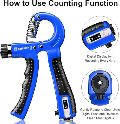 KDG Hand Grip Strengthener 2 Pack Adjustable Resistance 10-130 lbs Forearm Exerciser，Grip Strength