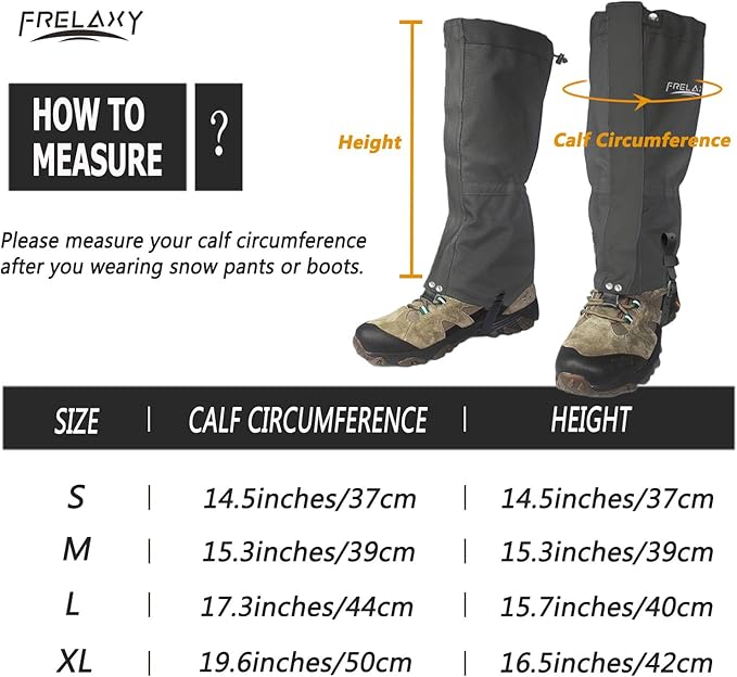 Frelaxy Leg Gaiters Ultra HIGH-Performance Hunting Gaiters, 100% Waterproof Hiking Gaiters with