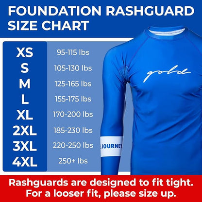 Gold BJJ Foundation Rash Guard - Ranked No-Gi and Gi Jiu Jitsu Rashguard