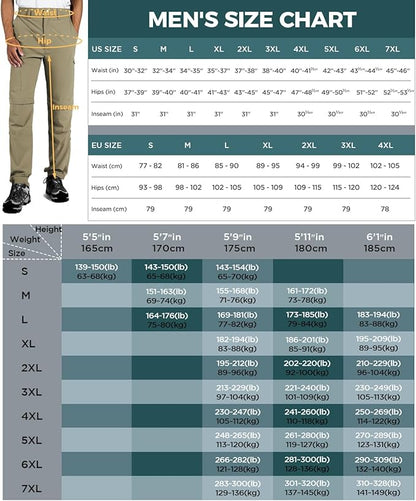 Wespornow Men's-Convertible-Hiking-Pants Quick Dry Lightweight Zip Off Breathable Cargo Pants for