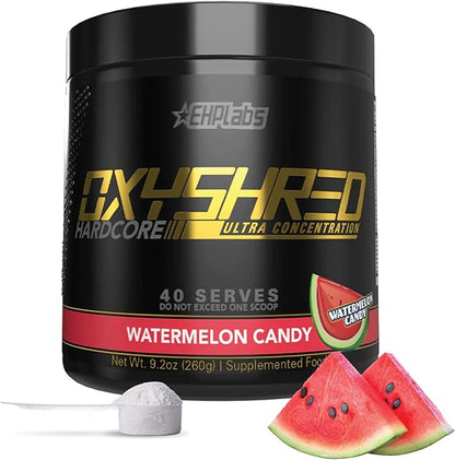 EHP Labs OxyShred Hardcore Super Dosed Pre Workout Powder - Preworkout Powder with L Glutamine &