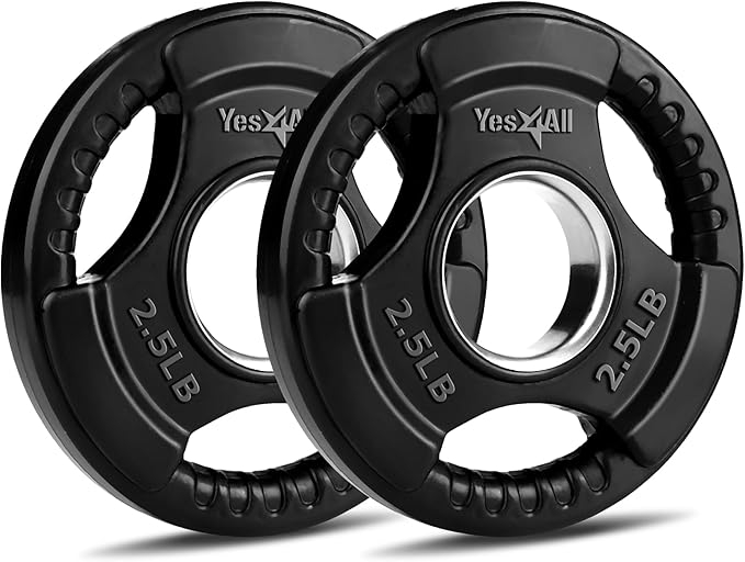 Yes4All Rubber Grip Plates for Barbell, 2-Inch Weight Plates for Weightlifting and Strength