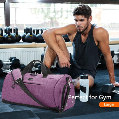 TOPDesign Gym Bag for Women & Men, Unisex Duffel Bag with Shoe Compartment & Wet Pocket for Travel