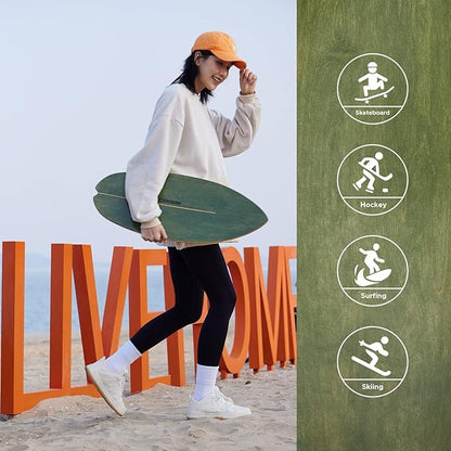 XCMAN Surf Balance Board Trainer with Roller Wooden Exercise Balancing Stability Trainer - Non Slip