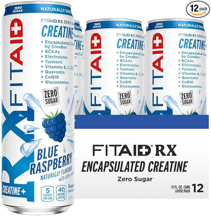 Lifeaid Fitaid Rx + Creatine Drink, Blue Raspberry, Zero Sugar, Vegan, Kosher, Keto Friendly