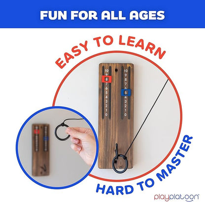 Play Platoon Hook and Ring Toss Bar Game for Adults - Wood Toss Ring Game for Adults - Perfect