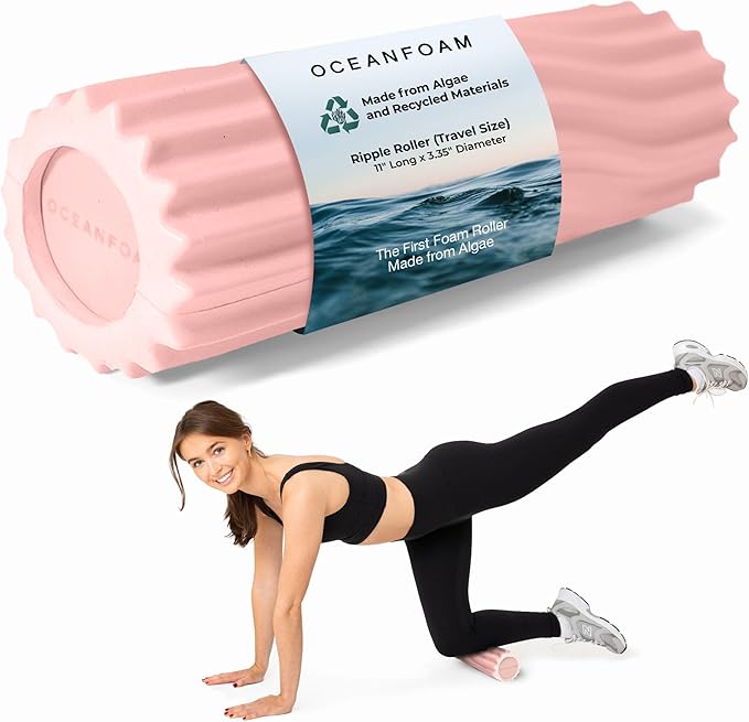 Oceanfoam Tidal Roller - Blush - Muscle Massage Foam Roller for Back Pain & Stretching - Firm and