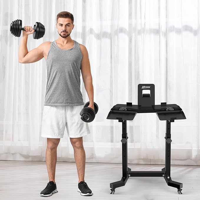 Adjustable Dumbbell Stand - Uboway Weight Stand with 4 Level Height Adjustment, Dumbbell Weight