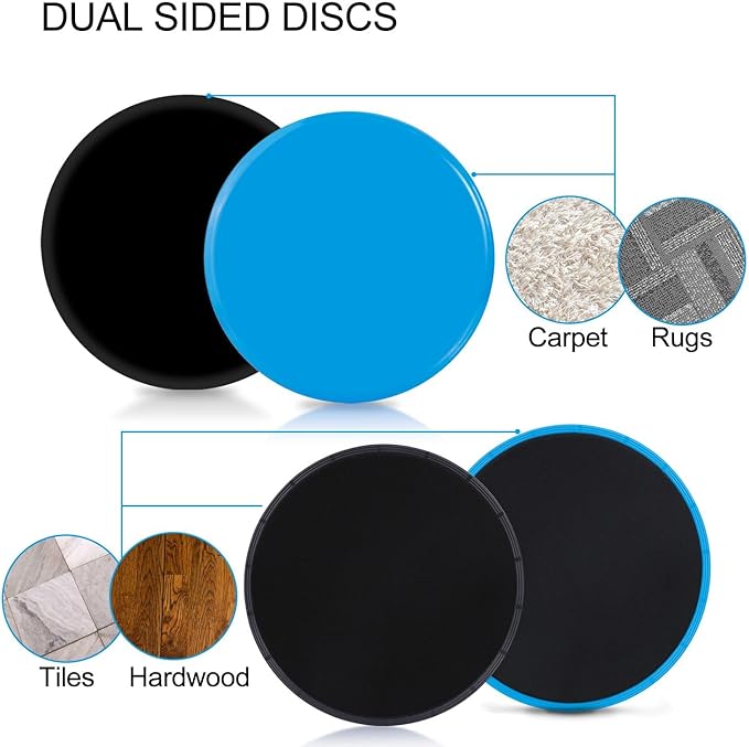 Gliding Discs Core Sliders Exercise Sliders 4 Pack Dual Slider for Carpet Hard Floors Core Fitness