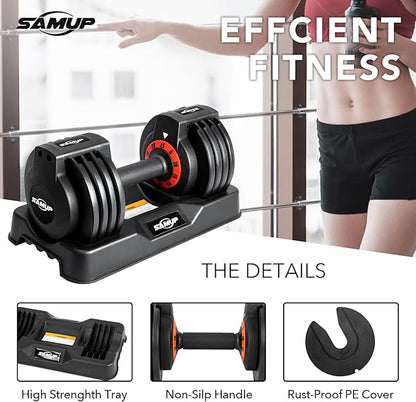 25/55 lbs Pair Adjustable Dumbbells Set, Adjustable Weights Dumbbells Set for Men and Women with