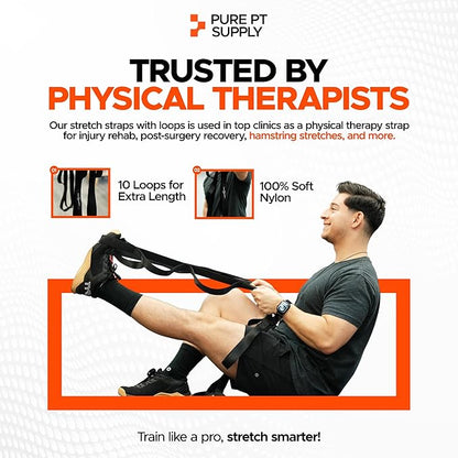 Pure PT Stretching Strap – Physical Therapist-Approved yoga straps for stretching | Premium Stretch