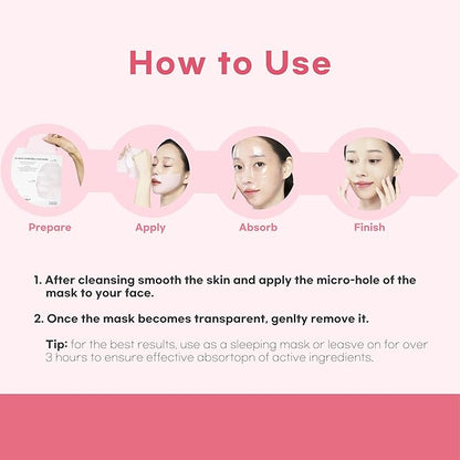Glassy Hydrogel Face Mask for Glow and Dewy Skin, Deep Hydration, Vegan Collagen, Makeup Prep, Pore