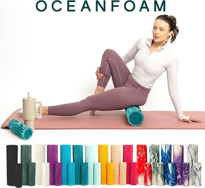 Oceanfoam Ripple Travel Foam Roller (11" x 3.35") Firm Mini Foam Roller for Physical Therapy, Deep