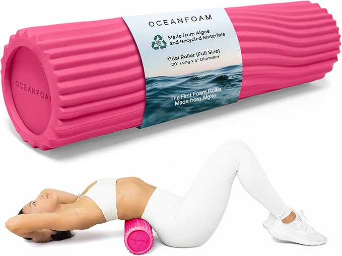 Oceanfoam Tidal Roller - Hot Pink - Muscle Massage Foam Roller for Back Pain & Stretching - Firm