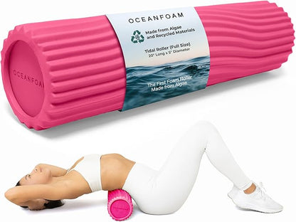 Oceanfoam Tidal Roller - Hot Pink - Muscle Massage Foam Roller for Back Pain & Stretching - Firm