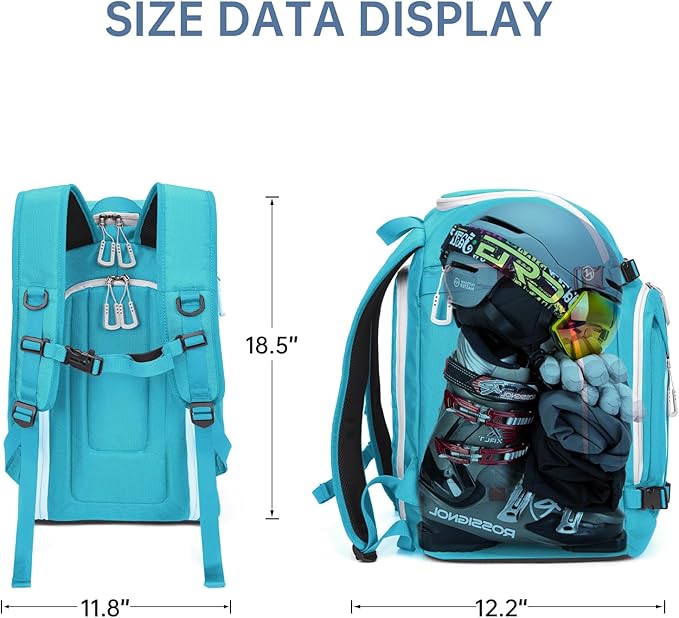 Ski Boot Bag, 50L Ski Boot Travel Backpack for Skis, Snowboard & Accessories, Waterproof Padded Ski