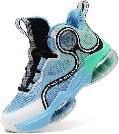 VITUOFLY Kids Basketball Shoes Boys Air Cushion Sneakers Girls Mid Top School Hoops Shoes Non-Slip