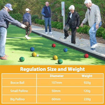 Professional Grade 107mm Bocce Ball Game Set Regulation Size and Weight 920g for Official