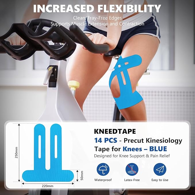 Precut Kinesiology Tape for Knees ??14 PCS Knee Tape for Pain Relief & Support, Elastic Waterproof