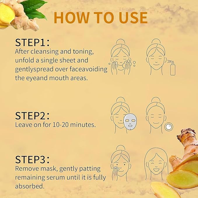 10 Sheets Masks Turmeric Face Sheet Mask for Women, Hydrating Face Masks Skincare, Facial Mask