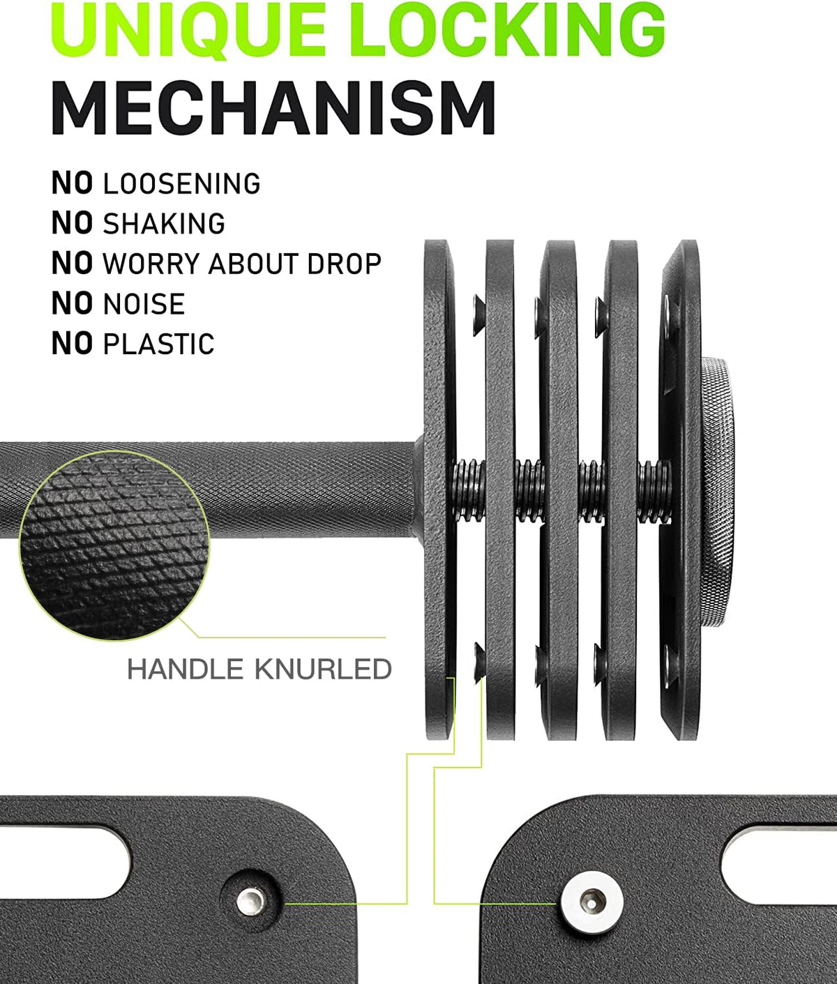 Eisenlink Adjustable Dumbbells, 80lbs Pair, 5pound Increments, Quick-Lock