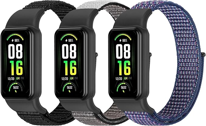 YCHDDER Solo Loop Nylon Bands Compatible with Amazfit Band 7 Straps,Soft Breathable Comfortable