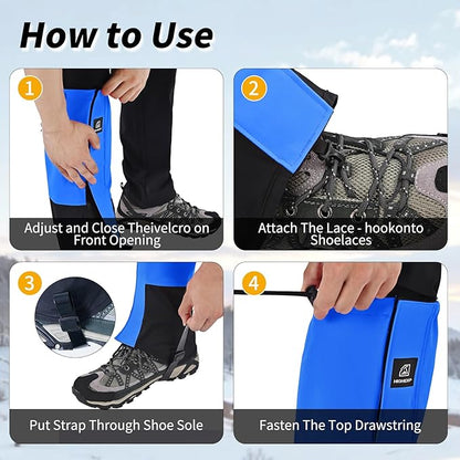 Leg Gaiters 100% Waterproof Adjustable Shoe Snow Boot Guard Gators for Hiking Shoe Cover Hunting