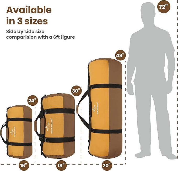 WHITEDUCK Heavy Duty Canvas Duffel Bag for Men and Women - Foldable Military Army Style Duffel Bag