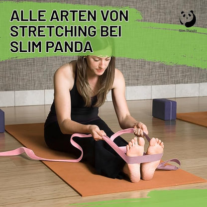 Slim Panda Yoga Strap for Stretching,Cotton Yoga Strap with Adjustable D-Ring Buckle,Non-Elastic