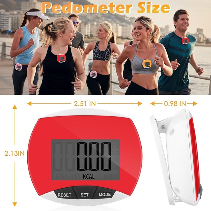 9 Pcs Simple Pedometers Bulk for Walking Steps and Miles Walking Step Counters with Calories Burned
