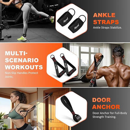 HPYGN Resistance Bands, Exercise Bands with Handles, Fitness Bands, Workout Bands with Door Anchor