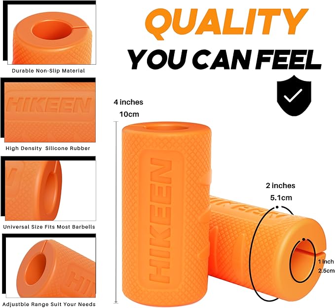 Hikeen Thick Bar Dumbbell Grips,Non Slip Hard Rubber Barbell Grips,Grips for Weight Lifting, Muscle
