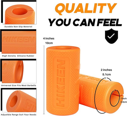 Hikeen Thick Bar Dumbbell Grips,Non Slip Hard Rubber Barbell Grips,Grips for Weight Lifting, Muscle