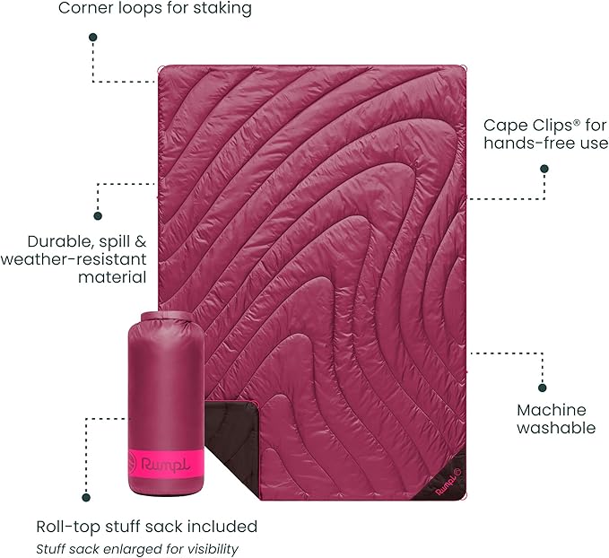 Rumpl Original Puffy Blanket - Warm, Water-Resistant Camping Blanket with 100% Recycled Synthetic