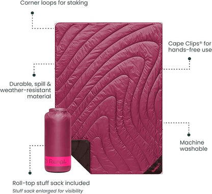 Rumpl Original Puffy Blanket - Warm, Water-Resistant Camping Blanket with 100% Recycled Synthetic
