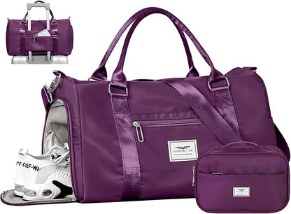 FIORETTO Womens Gym Tote Duffle Bag with Toiletry Bag, Sports Duffel Overnight Hospital Workout