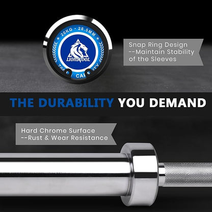 LIONSCOOL 7FT Olympic Barbell for Weightlifting, Power Lifting, 2 Inch Strength Training Bar for
