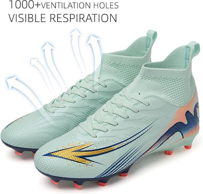 Men's High Top Soccer Shoes FG Long Spikes Adult Football Shoes Lightweight Professional Athletic