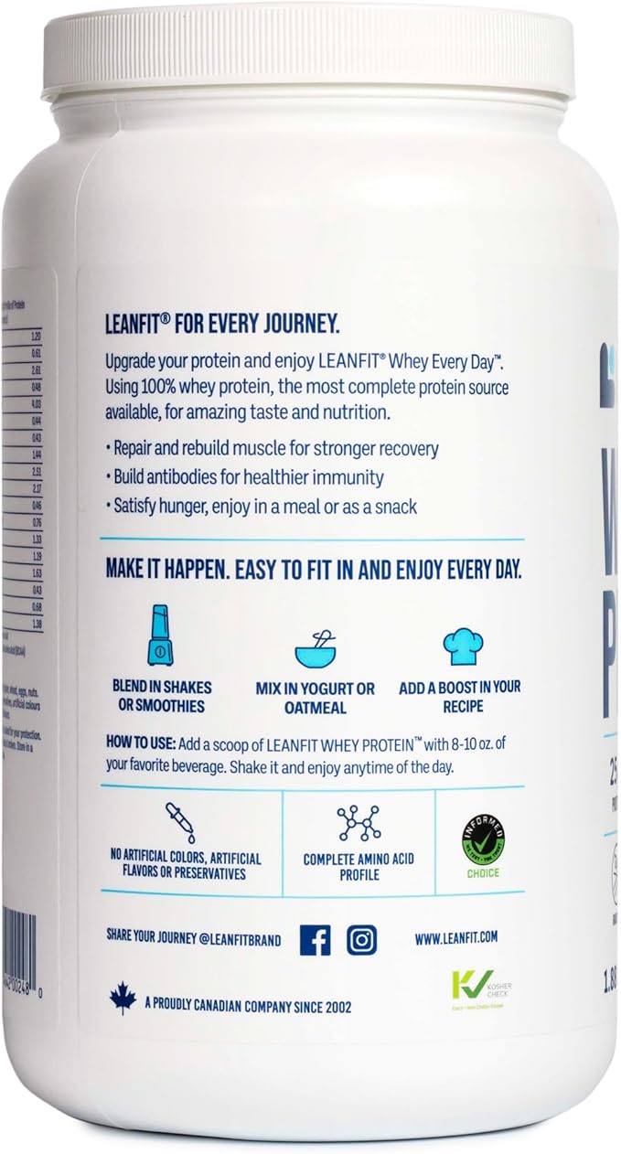 LeanFit WHEY Protein Cookies & Cream - 100% Whey Protein Powder, 25g Protein Per Serving