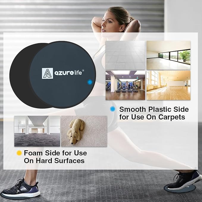Exercise Core Sliders, Dual Sided Exercise Gliding Discs Use on Carpet or Hardwood Floors, Light