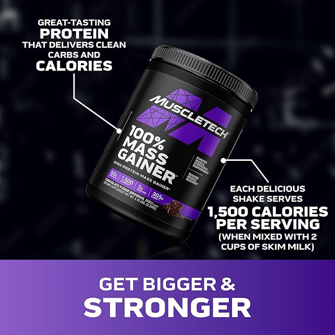 MuscleTech High Protein Mass Gainer for Men & Women - Protein Powder Shakes for Weight Gain, Muscle