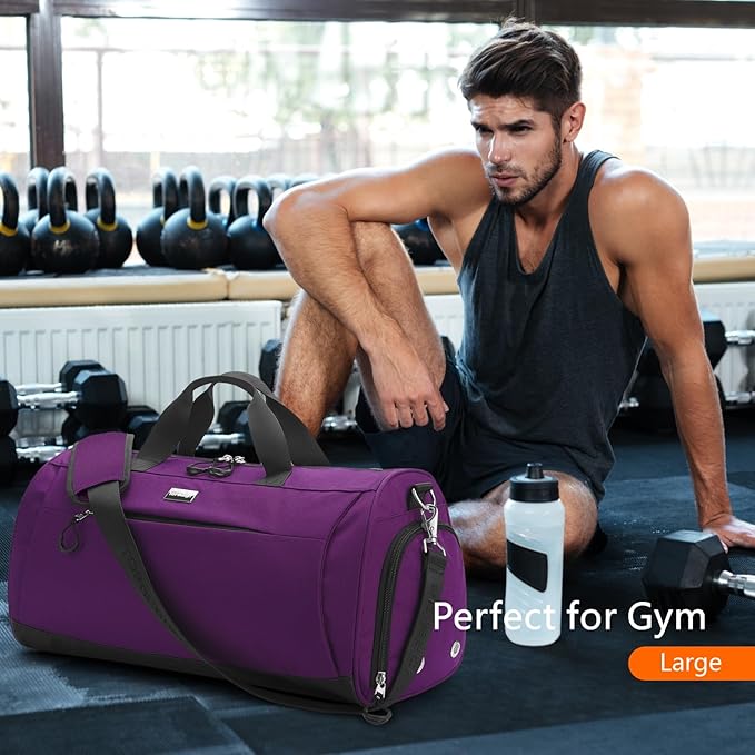 TOPDesign Gym Bag for Women & Men, Unisex Duffel Bag with Shoe Compartment & Wet Pocket for Travel