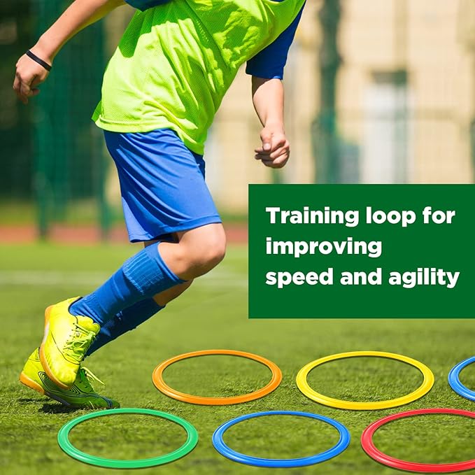 Deekin 40 Pcs Agility Rings Speed and Agility Training Rings Exercise Speed Circle Jumping Hoops