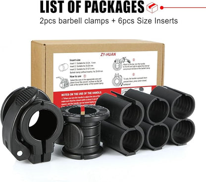 Barbell Clips 1 Inch Quick Release Weight Clamps 0.9-1.18inch Multi-Size Adjustable Olympic Clamps