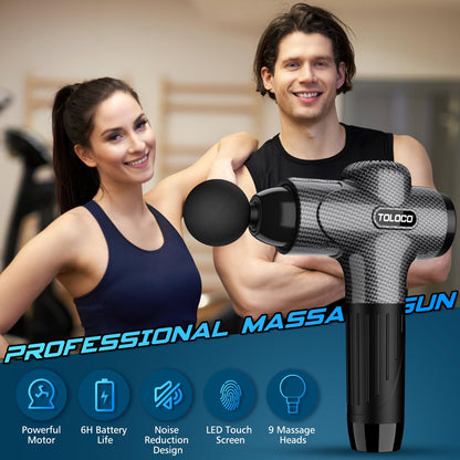 TOLOCO Massage Gun, Back Massager 10 Replacement Head for Pain Relief Deep Tissue, Percussion