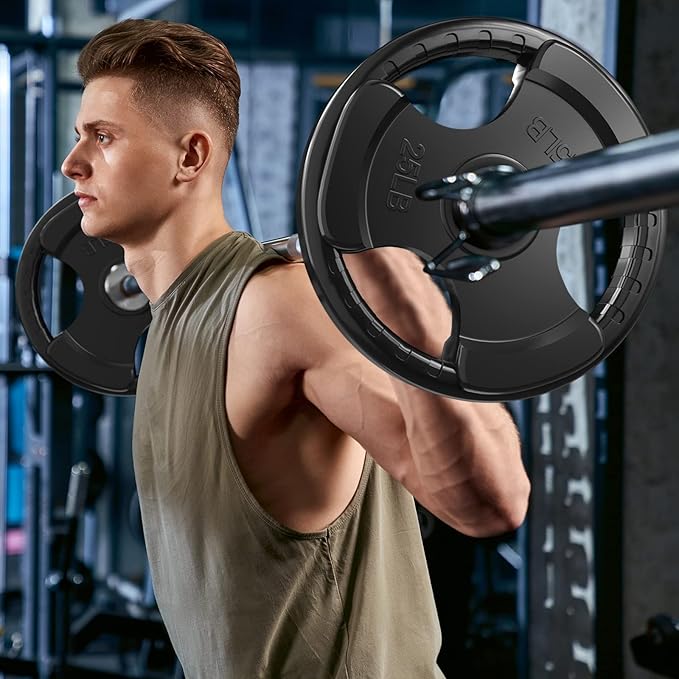 RitFit Olympic Rubber Grip Plates for Barbell, 2-Inch Weight Plates for Weightlifting and Strength