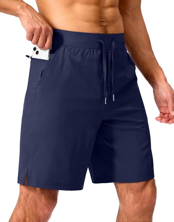 Men's Running Shorts with Zipper Pockets 9 Inch/ 7 Inch / 5 Inch Lightweight Quick Dry Gym Workout